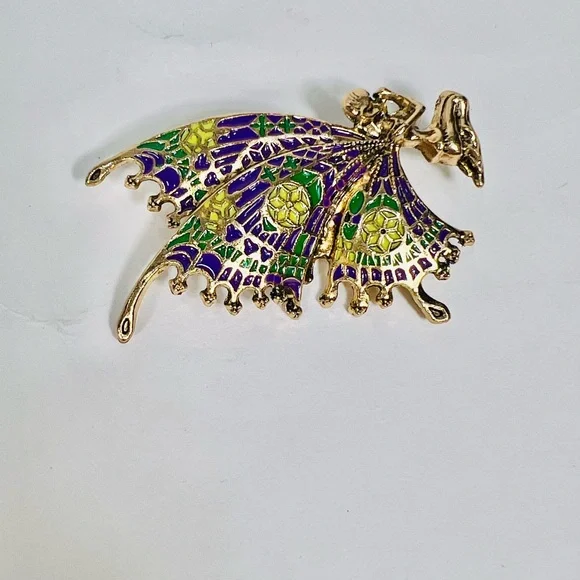 Elegant Gold and Purple Butterfly Brooch - Picture 3 of 8
